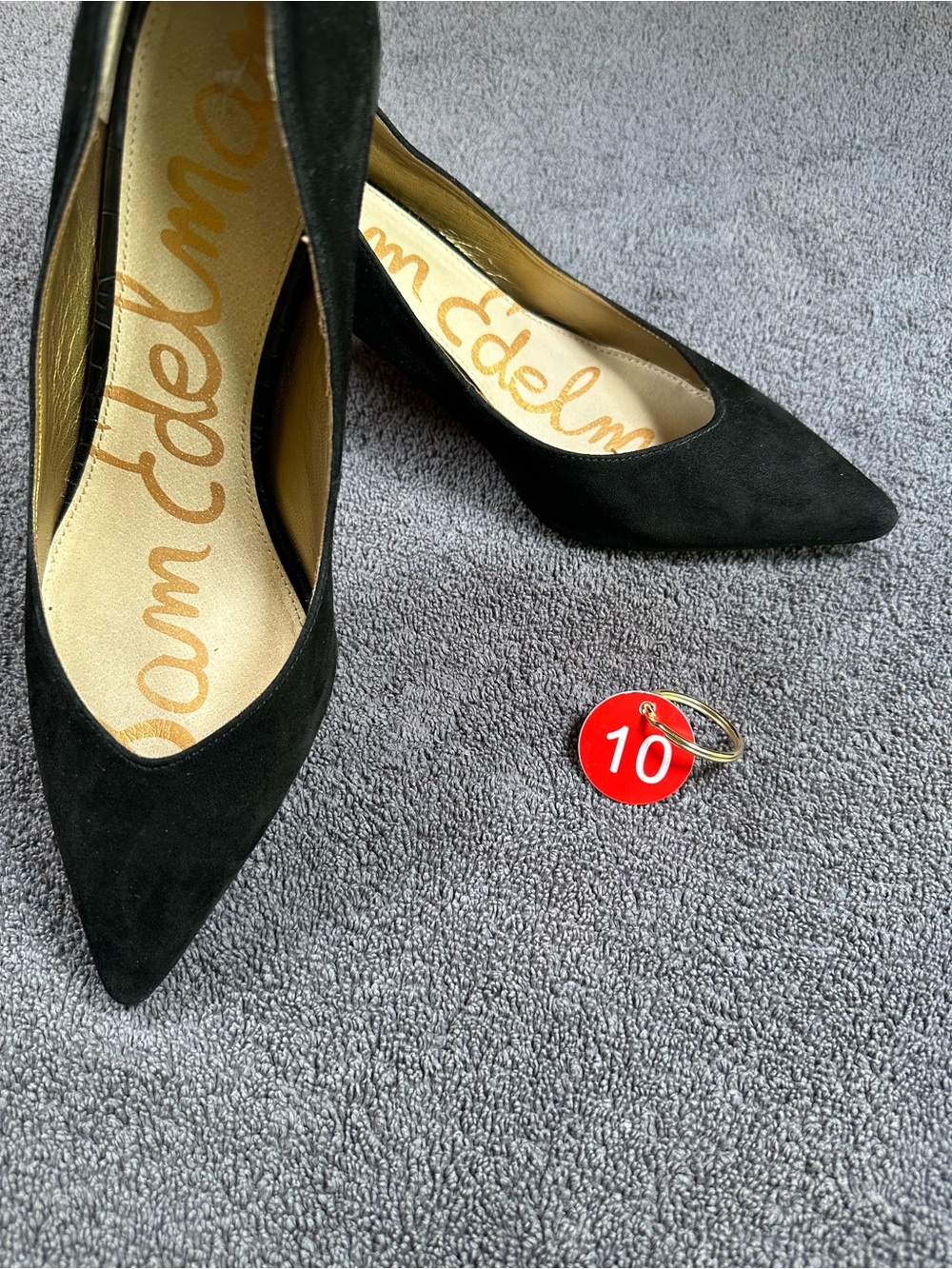 Sam Edelman Black Suede Pointed Toe Pumps Stiletto Heels Size 8.5